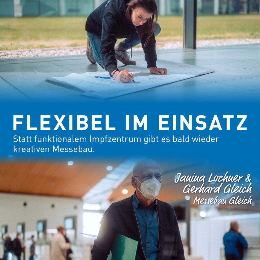 Eine Kapagne für das Impfzentrum von der Messe Karlsruhe