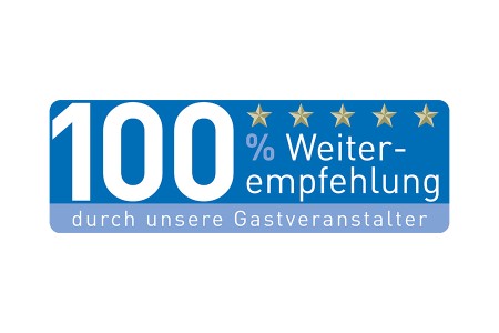 100 Prozent Weiterempfehlung durch unsere Gastveranstalter