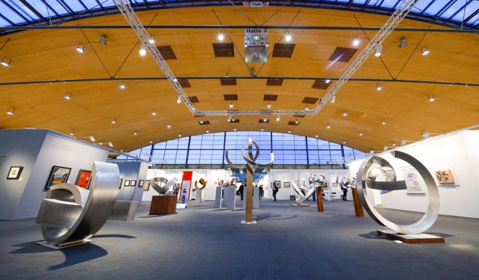 Wide angle shot into a hall of Messe Karlsruhe